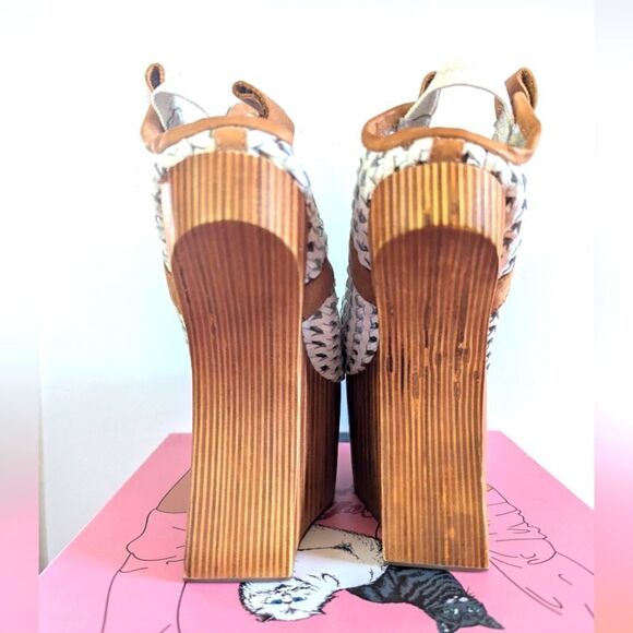 Jeffrey Campbell Maximalist Hyper Feminine Retro Art To Wear Wedge Heel 7  - Picture 5 of 13